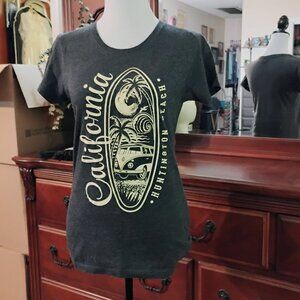 Gray Short Sleeve Cotton Tees with California print on front